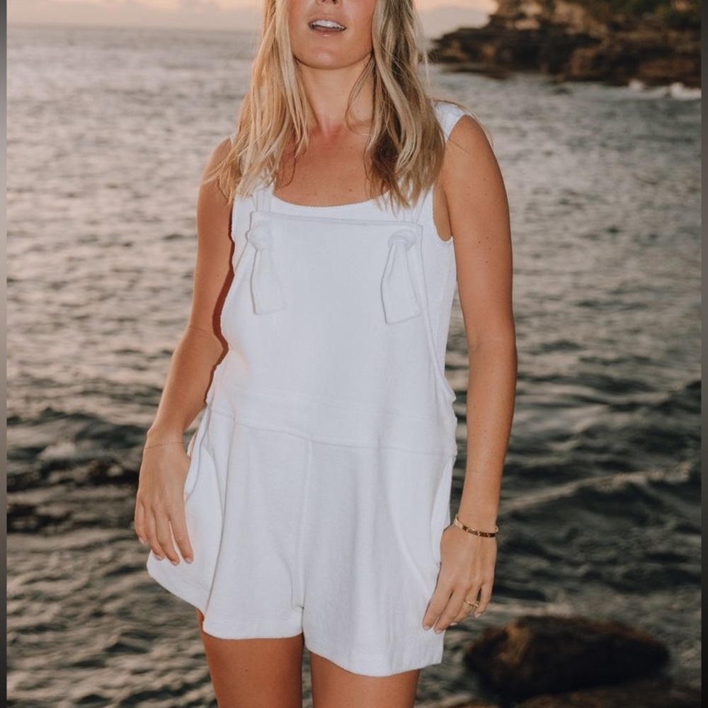 Daily Drills white terry romper